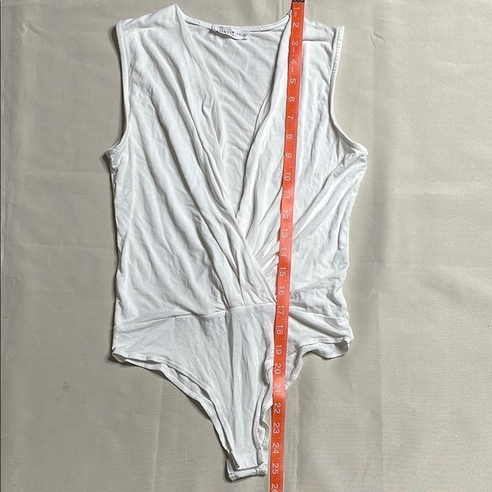 WASABITMINT White V-neck Faux Wrap Top - Picture 7 of 9